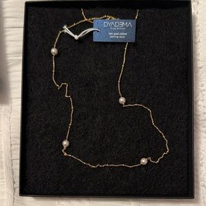 18k Goldplated sterling silver Pearl Necklace